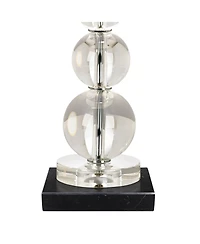 Vienna Full Spectrum Modern Table Lamp 26 1/2" High Square Marble Riser Crystal Spheres Drum Shade for Bedroom Living Room