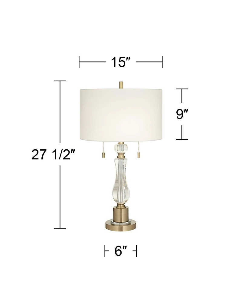 Vienna Full Spectrum Jordan 27 1/2" Tall Traditional Table Lamp Pull Chain Brass Finish Metal Crystal Single Living Room Bedroom