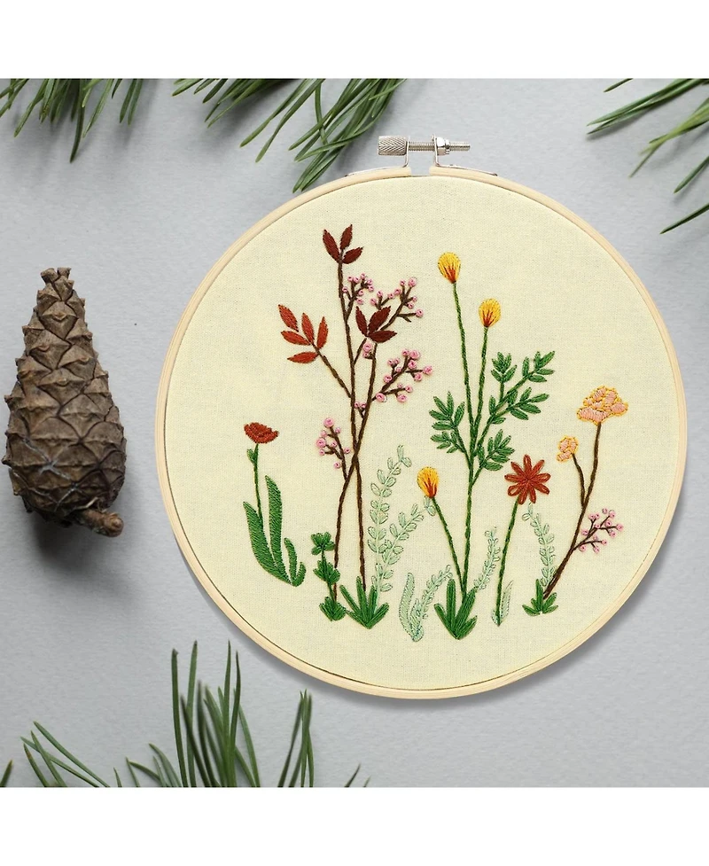 Gnuadz 4 Sets Embroidery Kit Beginner Art Craft Sewing Pattern Hoop Manual Flower