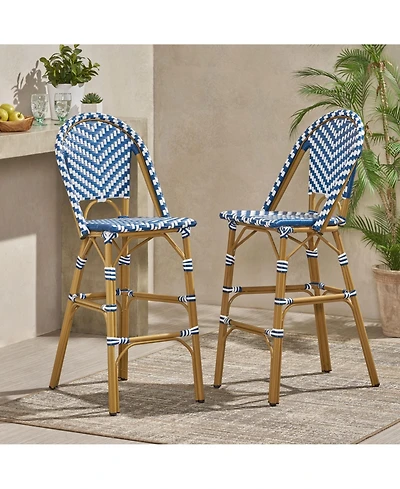 sumyeg Outdoor Pe Rattan French Barstool with Aluminum Frame Set of 2