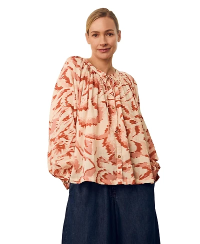 Celtic & Co. Women's Long Sleeve Tie Neck Swing Shirt