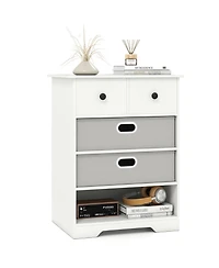 Slickblue 4-Drawer Storage Dresser with Open Shelves Modern Design