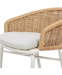 sumyeg Santorini 28" Wicker Back Outdoor Bar Stool with Cushion, Patio Bar Chair Set of 2
