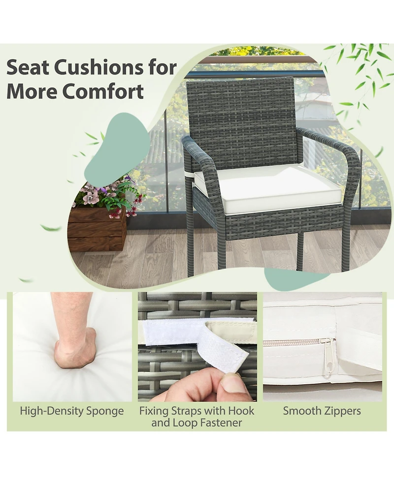 sumyeg Set of 2 Patio Wicker Bar Stools with Armrests and Cushions