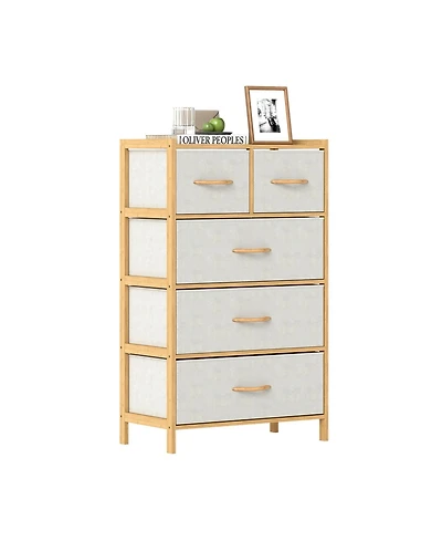 Slickblue 5-Drawer Light Storage Dresser with Top Shelf for Bedroom Use