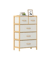 Slickblue 5-Drawer Light Storage Dresser with Top Shelf for Bedroom Use