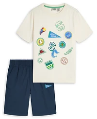 Scotch & Soda Boys' 4-7 Graphic Crewneck T-Shirt and Shorts, 2-Piece Set