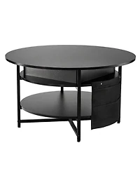 Sugift Lift Top Coffee Table, 35.3 in Round, with Extra Storage for Living Room