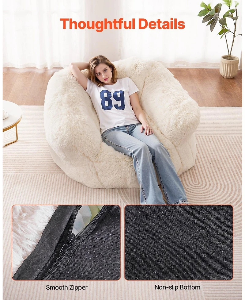 Sugift Bean Bag Chair, Plush Sofa Chair with Armrests, High-Density Foam