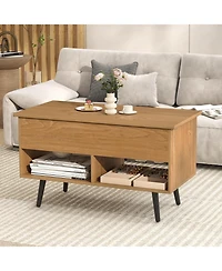 Sugift 31.5 in Lift Top Coffee Table with Storage and Open Shelves