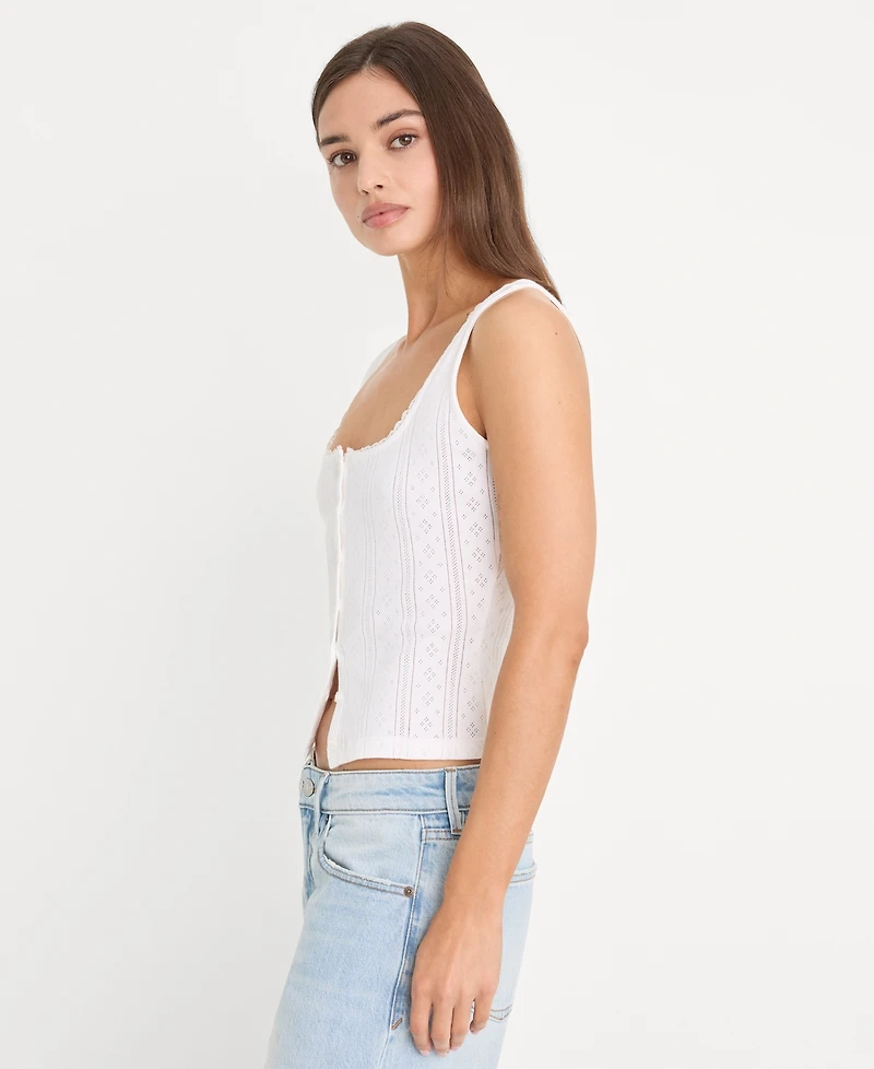 Good American Women's Pointelle Square-Neck Tank Top