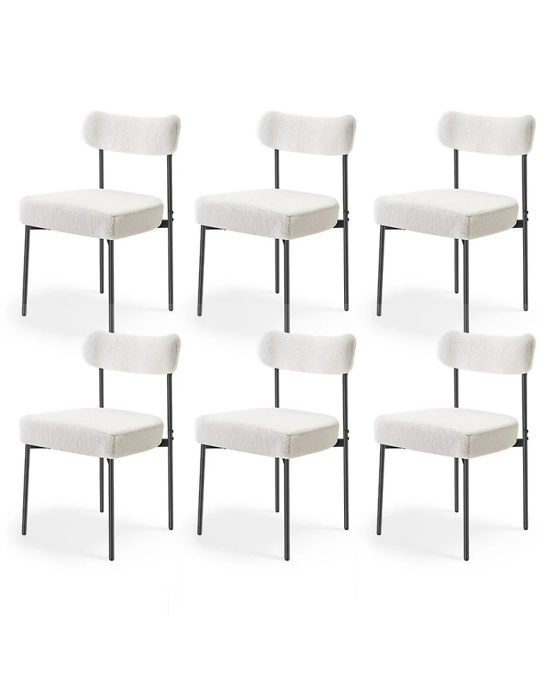 Sugift Boucle Dining Chairs Set of 6, Mid Century Modern Upholstered Side Chairs for Dining