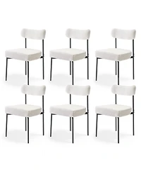 Sugift Boucle Dining Chairs Set of 6, Mid Century Modern Upholstered Side Chairs for Dining