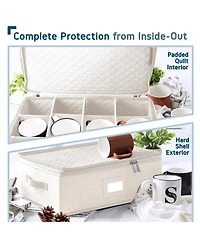 StorageBud Fine China Storage Containers, 5 Piece Quilted Dish Storage Containers, Mug, Cup, and Plate Dish Organizer with Felt Dividers