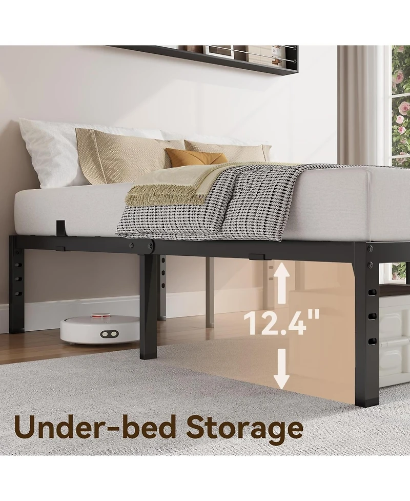 Sailvan Queen Bed Frame, Metal Platform Bed Frame with 14inch Underbed Storage, No Box Spring Needed, Heavy Duty