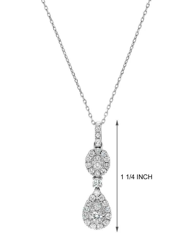 Diamond Double Halo Cluster 18" Pendant Necklace (5/8 ct. t.w.) in 14k White Gold