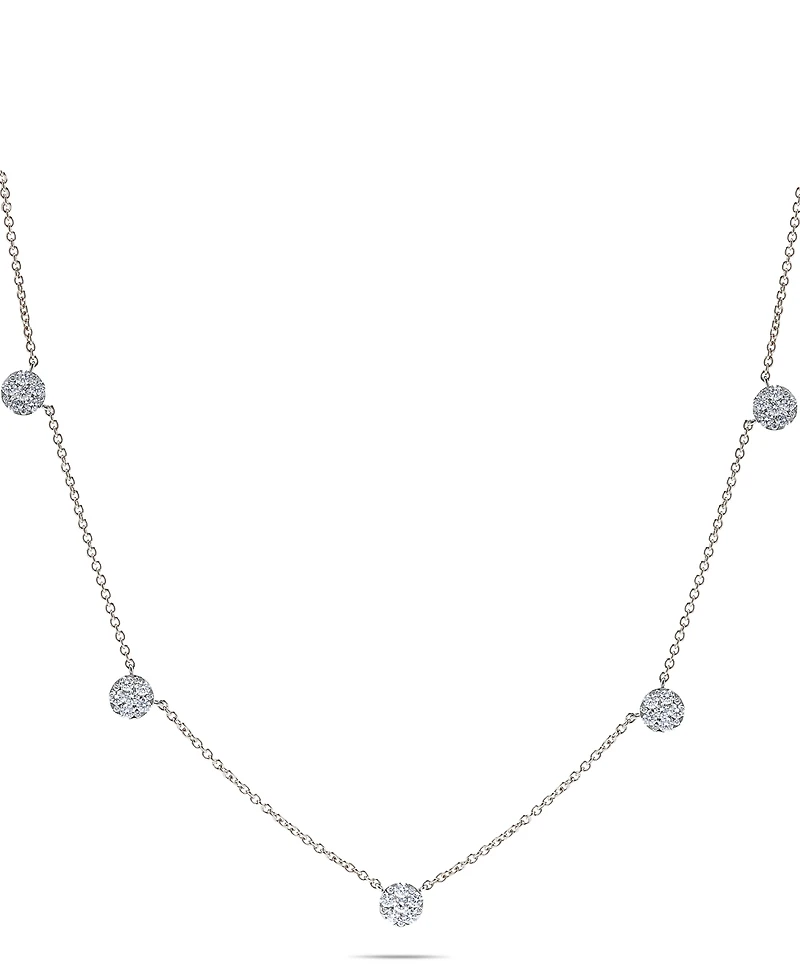 Diamond Dangle Cluster Statement Necklace (1 ct. t.w.) in 14k White Gold or 14k Two-Tone (14k Gold & 14k White Gold) 16" + 2" extender