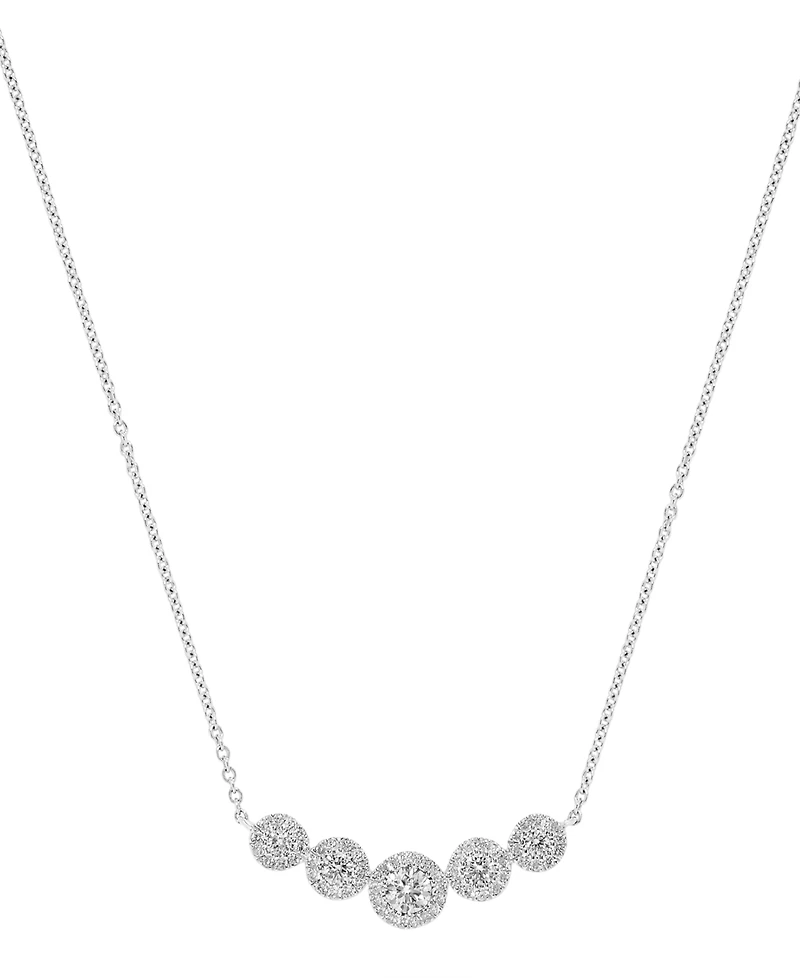 Diamond Halo Graduated Statement Necklace (1/2 ct. t.w.) in 14k White Gold, 16" + 2" extender
