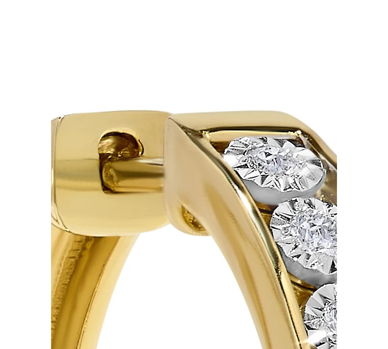 Diamond Channel Set Hoop Earrings (1/4 ct. t.w.) in 14k Gold
