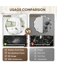 Antok Single Beveled Edge Circle Mirror Frameless Wall Mount Bathroom Vanity Mirror