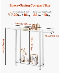 Sugift Acrylic Console Table, 2-Tiers Narrow Side Desk with Storage for Living Room