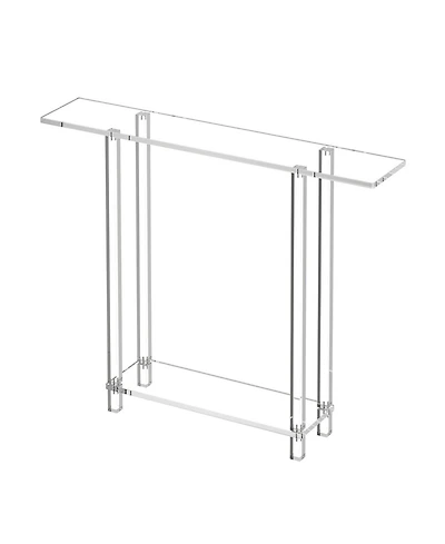 Sugift Acrylic Console Table, 2-Tiers Narrow Side Desk with Storage for Living Room