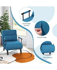 Rainsken Convertible Sleeper Chair Bed, 5 in 1 Folding Sofa Bed Chair with 5-Position Adjustable Backrest and Pillow for Home Office, Small Spaces