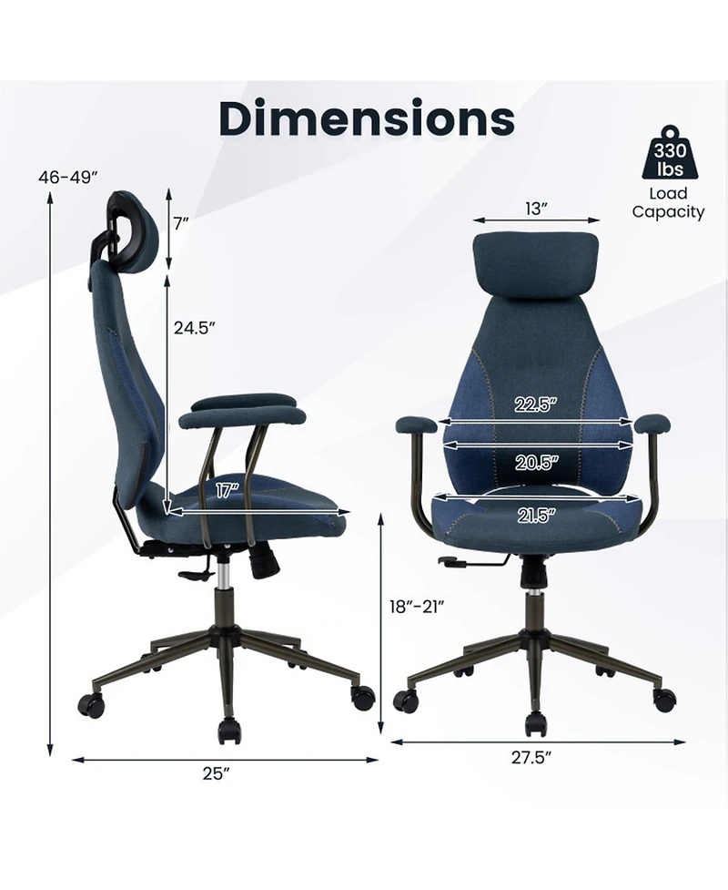 Gouun Ergonomic High-Back Office Chair with 2D Headrest and Rocking Backrest