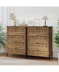 Slickblue Oak 4-Drawer Storage Dresser with Metal Legs for Bedroom Organization