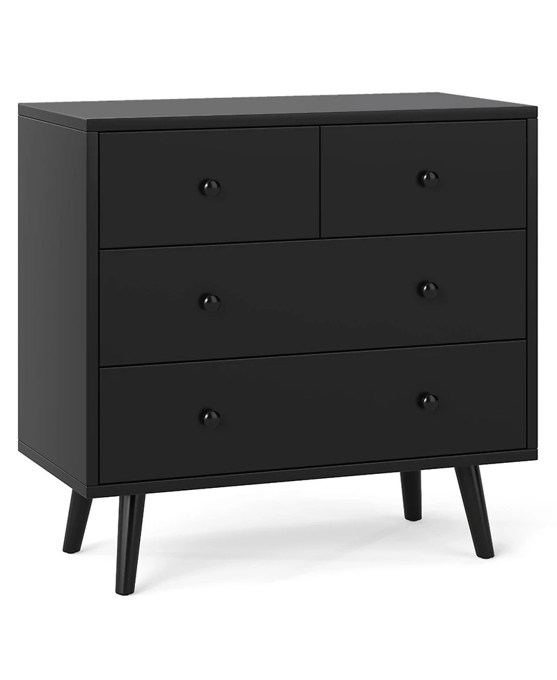 Slickblue 4 Drawer Wooden Dresser Wide Storage Cabinet for Bedroom