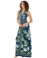 London Times Women's V-Neck Maxi Dress
