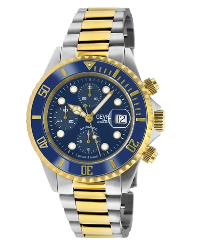 Gevril Men's Wall Street Chrono Swiss Automatic Two toned Ss Ipyg Bracelet Watch
