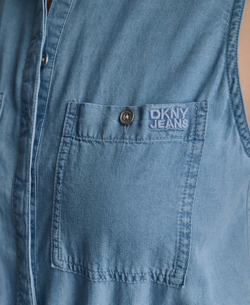 Dkny Jeans Women's Sleeveless Collared Neck Jumpsuit
