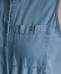 Dkny Jeans Women's Sleeveless Collared Neck Jumpsuit
