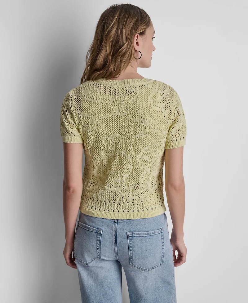 Dkny Jeans Women's Short-Sleeve Crewneck Cardigan