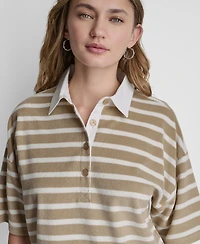 Dkny Jeans Women's Striped Polo T-Shirt
