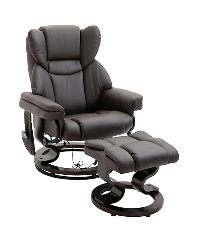 Boyel Living Massage Recliner Chair with Ottoman 10 Vibration Points 360degree(s) Swivel Faux Leather