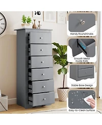 Gouun 6-Drawer Tall Chest Dresser for Bedroom Storage