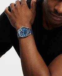 Movado Men's Bold Verso S Swiss Quartz Navy Leather Watch, 42mm