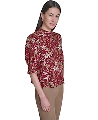 Tommy Hilfiger Women's Ruffle Puff-Sleeve Collared Shirt