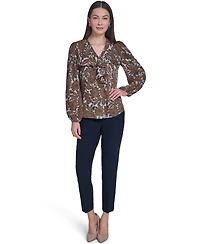 Tommy Hilfiger Women's V-Neck Long-Sleeve Ruffle Blouse