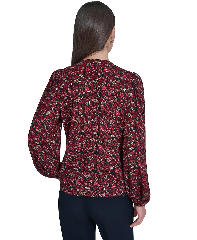 Tommy Hilfiger Women's V-Neck Ruffle Pull-On Blouse