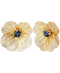 Jessica Simpson Filigree Flower Stud Earrings with Crystal Center
