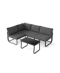Patio Furniture Set, 4-Piece with Cushions and Coffee Table