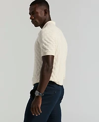 Perry Ellis Men's Checker Texture Open Polo Sweater