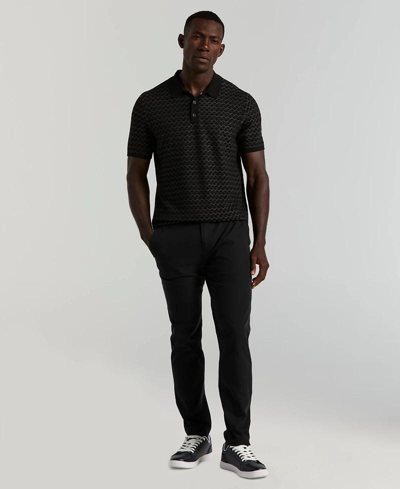 Perry Ellis Men's Geo Jacquard Short Sleeve Polo Sweater