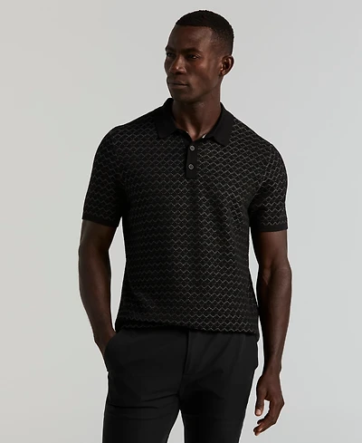 Perry Ellis Men's Geo Jacquard Short Sleeve Polo Sweater