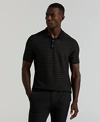 Perry Ellis Men's Geo Jacquard Short Sleeve Polo Sweater