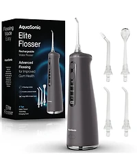 AquaSonic Elite Rechargeable Water Flosser - 300ml Tank, 4 Tips, Travel Bag