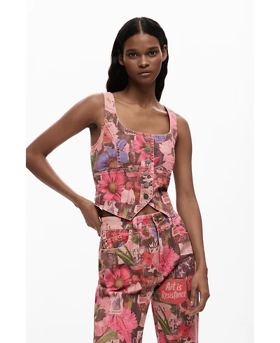 Desigual Women's Printed denim corset